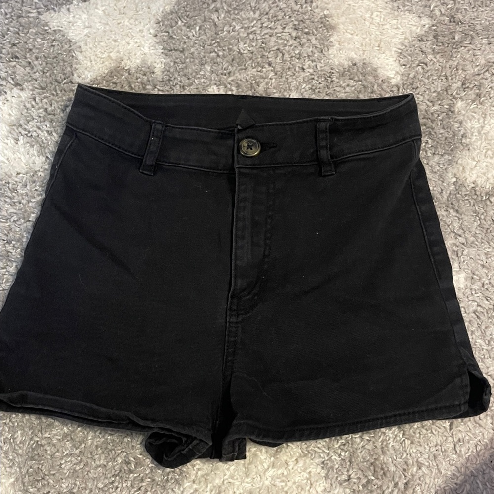 Divided Black Jean Shorts